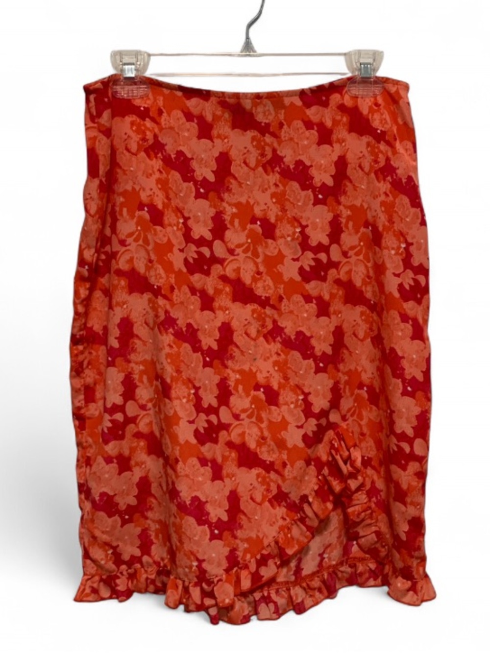 Y2K Xhilaration Orange Floral Ruffle Hem Skirt